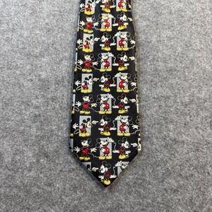 Mickey Unlimited Tie Disney Mickey Mouse Silk Necktie Black Novelty